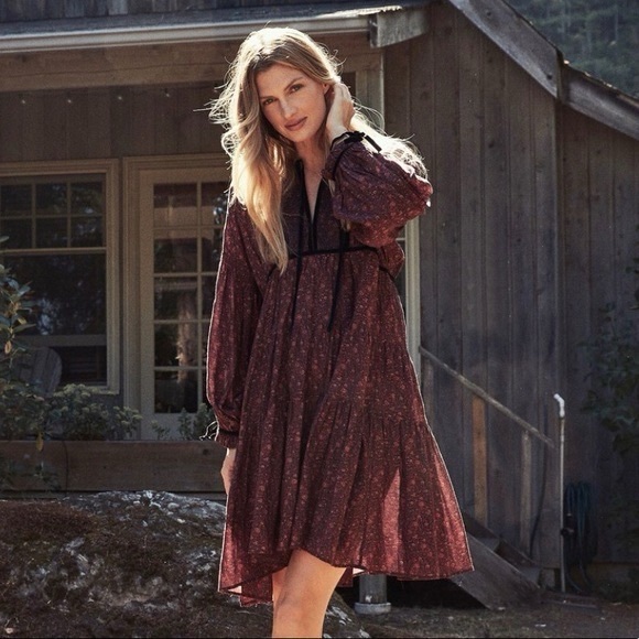 Doen Dresses & Skirts - Doen Azalea Floral Boho Long Sleeve Dress